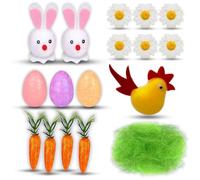 AKH® Easter Craft Decorative Accessories Kit | Easter Kids DIY Make Your Own Easter Bonnet Crafts Set | Easter Bunny Carrots White Daisies Flowers Grass | Children School Craft Activities Decoration