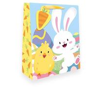 AKH® Easter Gift Bag | 23CM x 18CM x 10CM | Medium Easter Bunny Themed Gift Bag with Handles | Perfect for Treats, Egg Hunts & Party Favors (Design E)