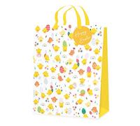 AKH Easter Medium Gift Bag with Gift Tags | 23cm x 18cm x 10cm | Thick Luxury Paper Happy Easter Gift Bags with Fabric Ribbon Handles | Rabbit Egg Glitter Bunny Chick Design Gift Bags (Easter Chicks)