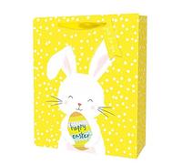 AKH® Easter Medium Gift Bag with Gift Tags | 26x21 x10 CM | Thick Luxury Paper Happy Easter Gift Bags with Handles | Cute Easter Characters Design Gift Bags for Easter Gift Present Eggs (Cute Rabbit)