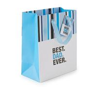 AKH® Father’s Day Extra Large Gift Bag, Best Dad Ever XL Present Bag with Ribbon Handles, 42cm x 30cm Heavy Duty 250gsm Wrap for Dad, Grandad & Husband