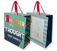 AKH® Father’s Day Gift Bag Medium | Pack of 2 | H25.5 x W21.5 x D10.5cm | Dad Present Bags with Handles | Elegant Kraft Paper Gift Bags for Dad | Reusable 250GSM Card