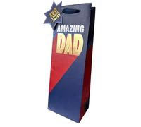 AKH® Father's Day Bottle Gift Bag with Gift Tags | 35.5cm x 13cm x 9cm | Dads Day Thick Luxury Paper Gift Bag | Dad's Day Gifts Bags | Reusable 250 GSM Card (Design B)