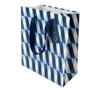 AKH® Father's Day Large Gift Bag with Ribbon Handles | Premium 250GSM Heavy Duty Gift Wrapping Present Bag with Matching Tag for Dad, Grandad, Husband - 32.5 x 26 x 14 cm (Design B)