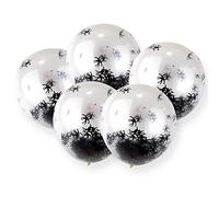 AKH® Halloween Balloons | Pack of 5 | 12" Inflate Size | Spider Confetti Balloons | Halloween Party Decoration Balloons | Latex Balloons for Halloween Party Decorations