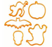 AKH® Halloween Cookie Cutter Set of 5 | Spooky Bat, Ghost, Pumpkin, Witch Hat & Cat Biscuit Cutters | Plastic Halloween Baking Cutters
