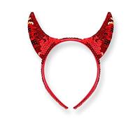 AKH® Halloween Devil Headband | One Size | Red Sequin Devils Horns | Halloween Fancy Dress Accessory | Halloween Devil Costume | For Adults and Kids | Demon Horns Hair Bands | Red Alice Hair Band