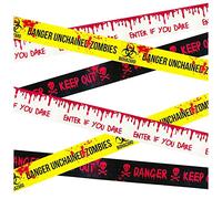 AKH® Halloween Fright Tape | 18M / 59ft | Beware Zombie Banner Decoration Set - Keep Out Warning Tapes