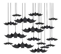 AKH® Halloween Hanging Bat Decorations | Pack of 20 | Door Strings Ceiling Paper Bat Decorations for Halloween | Spooky Bat Garland with black string | Bat themed Halloween Party Supplies