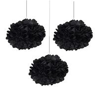 AKH® Halloween Hanging Pom Poms |Pack of 3 | Honeycomb Balls | Black Paper Pom Poms Flower |Halloween Hanging Decorations | for Halloween Party Decoration | Halloween Theme Paper Pumpkin Decoration
