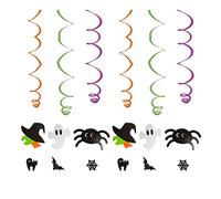 AKH® Halloween Hanging Swirls Decorations | Pack of 06 | Hanging Swirls Ceiling Decorations | Bat, Spider, Witch, Ghost, Cat, Spider Web | Halloween Party Decorations | Halloween Spiral Decoration