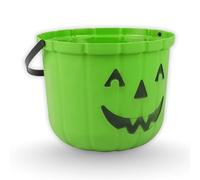 AKH® Halloween Pumpkin Trick or Treat Bucket | 25 cm x 18 cm | Pumpkin Candy Pail with Handle | Large Plastic Pumpkin Treat Bucket for Kids & Parties (Green)