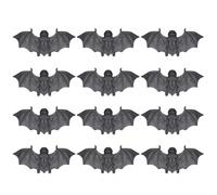 AKH® Halloween Rubber Bats | Pack of 12 | Realistic Black Hanging Decorations for Spooky Halloween Decor, Creepy Party Props, and Haunted House Decoration