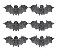 AKH® Halloween Rubber Bats | Pack of 6 | Realistic Black Hanging Decorations for Spooky Halloween Decor, Creepy Party Props, and Haunted House Decoration
