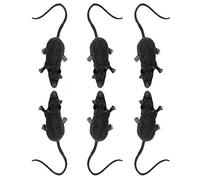 AKH® Halloween Rubber Fake Rats | Pack of 6 | Creepy Rat Props for Halloween Party Decoration | 11CM Black Plastic Mouse | Toys Trick or Treat Party Favours Loot Bag or Prank
