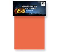 AKH® Halloween Tablecloth | 137x274cm | Plastic Lined Tablecloth | Disposable Table Covers | Rectangular Table Covers For Indoor Outdoor Halloween Party Decoration (Orange)