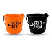 AKH® Halloween Trick or Treat Cauldron Bucket | 22cm | Pack of 2 | Plastic Candy Collection Bucket with Handle | Perfect for Halloween Parties, Trick-or-Treating, and Spooky Decorations