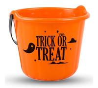 AKH® Halloween Trick or Treat Cauldron Bucket | 22cm | Plastic Candy Collection Bucket with Handle | Perfect for Halloween Parties, Trick-or-Treating, and Spooky Decorations (Orange)