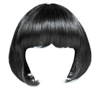 AKH® Halloween Vampiress Wig | Short Synthetic Costume Wig for Halloween Fancy Dress & Cosplay | Vampiress Hair Accessory for Gothic, Vampire Queen Looks | One Size (Black)