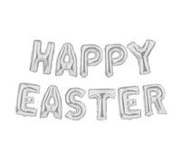 AKH® Happy Easter Foil Balloon Banner | 190 CM | Festive Easter Party Decorations and Celebration Supplies | with an Inflation Tube & Hanging Ribbon (Silver)
