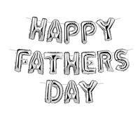 AKH® Happy Father's Day Foil Balloon Banner | Silver Dad Banner | Father's Day Party Decorations | Dad's Day Balloons With Blow Tube and Ribbon