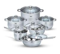 AKH HOUSEWARE Stainless Steel Cooking Pots and Pans Cookware Set of 6 - Frying Pan with Lid - Saucepan - Cooking Pot - Casserole Dishes - Stockpot - Mirror Coated Heavy Duty Kitchen Accessories Utensi