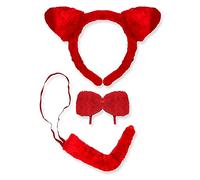 AKH® Ladies 3 Piece Devil Set | Devil Headband, Bow Tie and Tail | One Size | Devil Horns Accessory for Halloween Fancy Dress Party Accessories Halloween Headbands Head Boppers