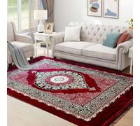 AKH Large Mat & Rugs 200x300 cm - Rugs for Living room Bedroom Floor Carpet Printed Rug Cozy & Soft Touch Texture-Nonslip Base Indoor Traditional Style Printed Carpets for Aesthetic Home (Burgundy)
