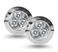 AKH® LED Push Lights | 2 Pack | Battery Operated Stick-On Mini Puck Lights with Push Activation | Wireless LED Night Lights for Under Cabinet, Closet & Cupboard