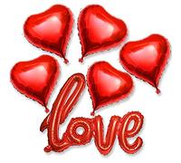 AKH® Love Letter Text Balloon with 5 Heart Balloon | Foil Balloons with a Plastic Inflating Tube | Valentines Day Love Foil Balloon Decorations Love Banner