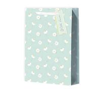 AKH® Mothers Day Medium Gift Bags with Gift Tags | 25.5cm x 21.5cm x 10.5cm | Mothers Day Thick Luxury Paper Gift Bag | Mums Day Gifts Bag | Daisy print