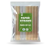 AKH® Paper Drinking Straws | Pack of 50 | Eco Friendly Compostable Straws for Parties & Cocktails | Bulk Pack Recyclable Disposable Straws | Food Safe & Multi Layered | Gold & Silver