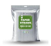 AKH® Paper Drinking Straws | Pack of 80 | Eco Friendly Compostable Straws for Parties & Cocktails | Bulk Pack Recyclable Disposable Straws | Food Safe & Multi Layered | White