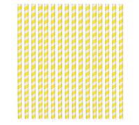 AKH® Pastel Paper Straws | 50 Pack | Eco-Friendly Biodegradable Colorful Party Straws | Arty Decoration Accessories Drinking Straw Disposable Tableware (Yellow)