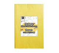 AKH® Plain Pastel Table Cloths | Pack of 2 | Colourful Plastic Table Cover Tablecloth for Wedding, Baby Shower, Birthday Party, Easter | Premium Durable All Purpose Tablecloth | 121CMx121CM (Yellow)