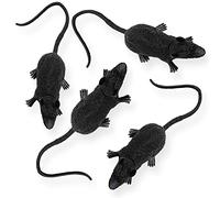 AKH® Rubber Rat Decorations | Pack of 4 Rats | Black Rubber Halloween Rats Mouse | Fake Mice | Realistic | For Halloween Joke Prank Party Decoration