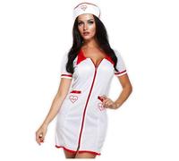 AKH® Sexy Nurse Halloween Costume | Women’s Naughty Nurse Fancy Dress Outfit with Mini Dress & Cap | One Size | Adult Sexy Medical Uniform for Parties & Cosplay