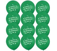 AKH® St. Patrick's Day Balloons Pack of 12 | Green Shamrock Printed Latex Decorations for Irish Party | 9-Inch Festive Helium or Air Fill Balloons for Events & Pubs