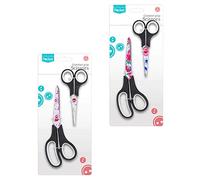 AKH® Stainless Steel Comfort Soft Grip Scissors | Pack of 2 | Floral Printed Stainless Steel Blades | Multi-Purpose Cut for Paper, Photos,Cardboard, Fabric and More