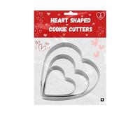 AKH® Stainless Steel Heart Shaped Cookie Cutters | Set of 3 | Valentine's Day Baking Essentials | Valentine's Day Cookie Cutters | Mini Heart Cookie Cutter Set
