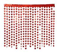 AKH® Valentine’s Day Heart Foil Backdrop 1m x 2.5m | Red Metallic Fringe Curtain for Romantic Photo Booth, Long Heart Streamers for Anniversary, Engagement & Wedding Party Decoration, Doorway Tinsel
