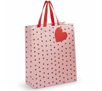 AKH® Valentine's Day Medium Gift Bag | Romantic Heart Print Gift Packaging | 26x22x10CM | Gift Bag for Her Him | with Gift Tag & Ribbon Handle | Red Hearts