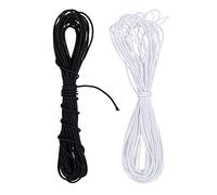 AKHTART 2Pcs Elastic Cord Black & White, 1mm Round Hat Elastic, 10 Meter Bungee Cord, Elastic String, Stretchy Cord for Craft/Jewellery Stringing/Masks/Party Hats/Sewing Accessories/Hairbands