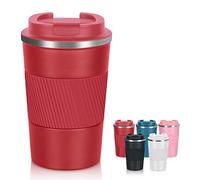 AKHTART 380ml Travel Mug for Hot & Cold Drinks with Leakproof Lid, Stainless Steel Insulated Coffee Double Walled Thermal Mug, Portable Reusable Cup Travel/Office/School(Red)