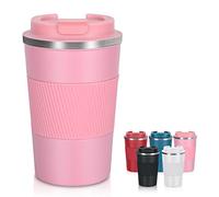 AKHTART 380ml Travel Mug for Hot & Cold Drinks with Leakproof Lid, Stainless Steel Insulated Coffee Double Walled Thermal, Portable Reusable Cup Travel/Office/School(Pink)
