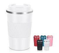 AKHTART 380ml Travel Mug for Hot & Cold Drinks with Leakproof Lid, Stainless Steel Insulated Coffee Double Walled Thermal Mug, Portable Reusable Cup Travel/Office/School(White)