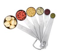 AKHTART 6 Piece Stainless Steel Measuring Spoons, Stackable Measuring Spoons Set, Scale Spoon, Metal Weighing Spoon for Baking, Measuring Tools, Cooking, Cups (Round) (AK-LS)