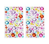 AKHTART Gem Stickers - 2 Sheets Rhinestone Gems, Assorted Shapes Bling Diamond Jewels for Nails, Face, Festivals Makeup, DIY Craft, Decorations, Body