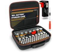AKIELO+ Battery Storage Case (Max Edition - Holds 150+) with Battery Tester and Screwdriver Included - Clutter-Free Battery Organiser Storage Case Holder - Batteries AAA, AA, C, D, 9V (Not Included)