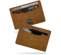 AKIELO Minimalist RFID Blocking Card Holder and Gift Box - Mens Credit Card Wallet - Compact and Slim Wallet (Echo - Tan Edition)